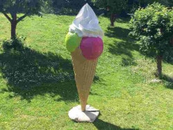 Huge advertising display ice cream cone with cream