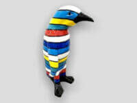 Deko Pinguin gestreift blau