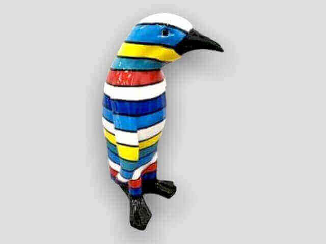 Deko Pinguin gestreift blau