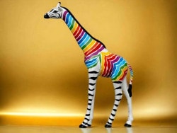 Lebensgroße bunte Designer Deko Giraffe